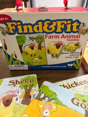 Find & Fit Farm Animal Families - 12 Sturdy Puzzles Box Mother & Baby - Ages 3+